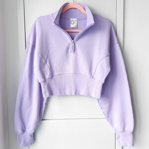 Aerie offline lilac purple cropped half zip sweatshirt
